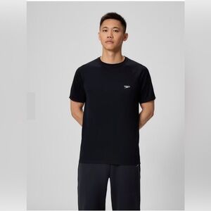 Speedo New Easy Short Sleeve Swim Rash guard Shirt Size Large Black Quick Dry